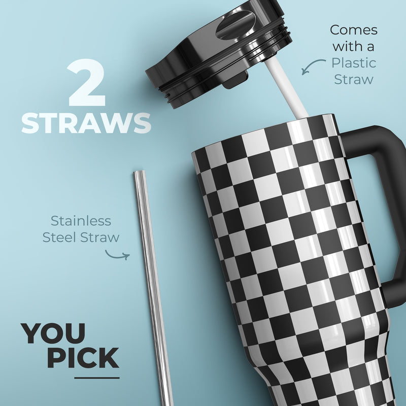 Thicc Buddy 40oz | Black u0026 White Checkered